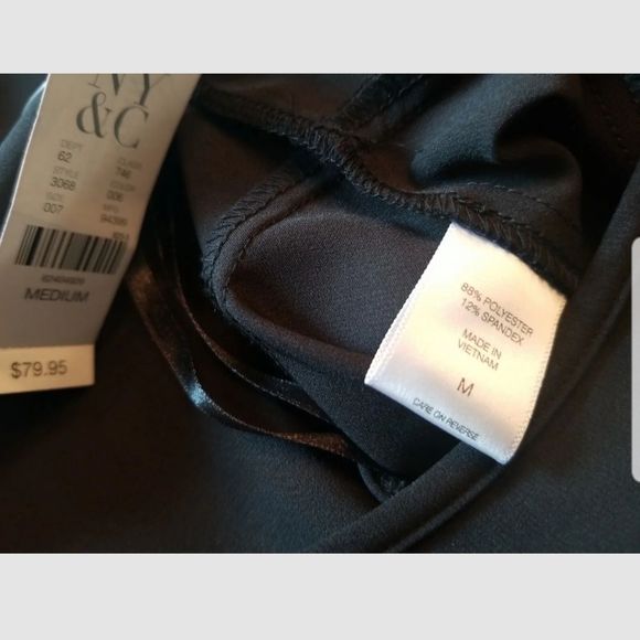 NY & Co Sexy Sleek Wide Leg 1 Shoulder Belted Jumpsuit Black NWT Sz.M $80 retail - Picture 7 of 12